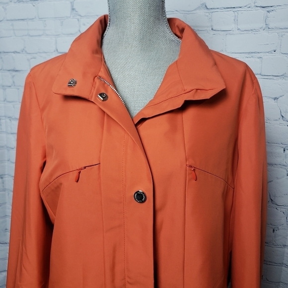 Adrienne Vittadini Orange Raincoat NWT size 14 fall pumpkin spice season! - Picture 2 of 8